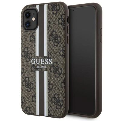 Guess 4G MagSafe-Hülle mit Printstreifen für iPhone 11 / XR – Braun