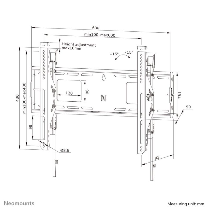 18. Neomounts WL35-750BL16 TV-Wandhalterung 2,18 m (86") Schwarz
