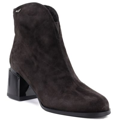 Damen-Ankle-Boots aus Leder mit hohem Absatz, Schokoladenbraun, Vinceza 91178
