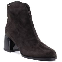 Damen-Ankle-Boots aus Leder mit hohem Absatz, Schokoladenbraun, Vinceza 91178