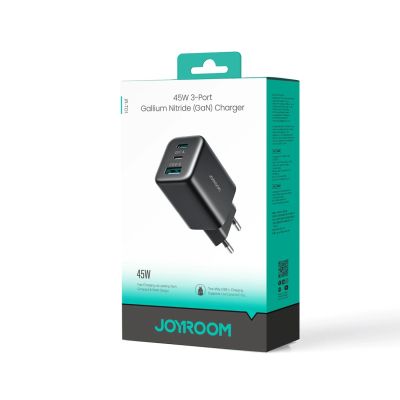 7. Joyroom JR-TO1 GaN 45 USB-C Lightning USB-A Wandladegerät – Schwarz