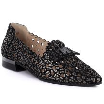 Schwarze Damen-Lederschuhe mit Lochmuster, Campbell 35307