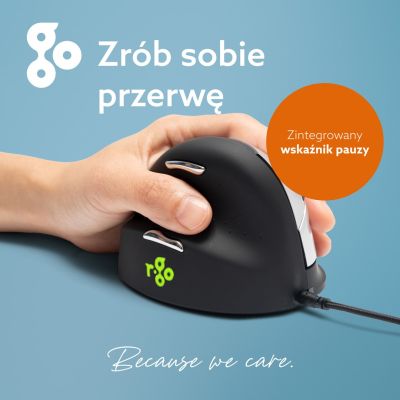 36. Ergonomische R-Go HE USB-Maus für Linkshänder, Schwarz/Silber