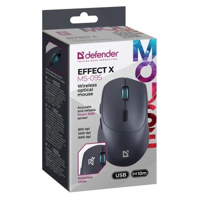 6. DEFENDER MYSZ EFFECT X MS-095 RF SCHWARZ 1600 dpi 6P