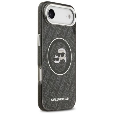 4. Karl Lagerfeld IML Glitter Karl & Choupette Heads Logo MagSafe Hülle für iPhone Air - Schwarz