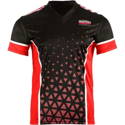 MASTERS "COMBAT JUNIOR" Pointfighting-Shirt mit V-Ausschnitt, schwarz und rot (WAKO-ZERTIFIZIERT)