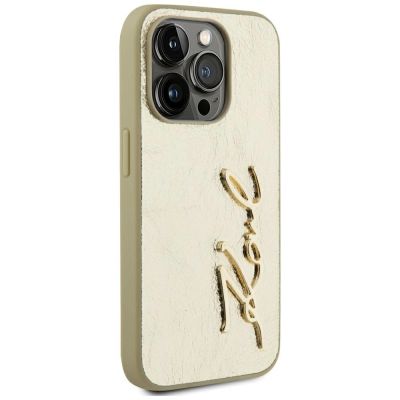 4. Karl Lagerfeld Wrinkled Metal Signature iPhone 15 Pro Max Hülle - Gold