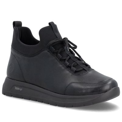 Schwarze, gefütterte Damen-Ankle-Boots aus Leder von Remonte Rieker (Modell D2V06-35)