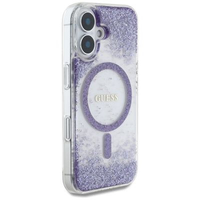 4. Guess HC Resin Bottom Glitter MagSafe iPhone 16 Hülle - Lila