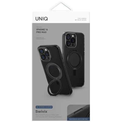 5. Uniq Swivix 360 Rotating Kickstand Case für iPhone 16 Pro Max - Schwarz