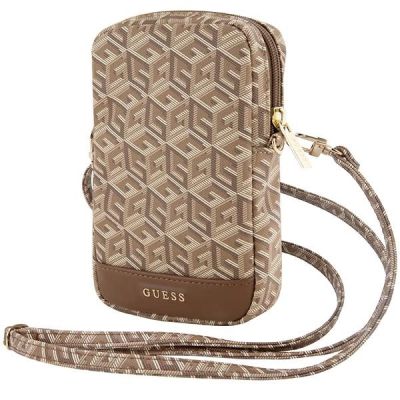 Guess Zip GCube Bottom Stripe Handytasche – braun