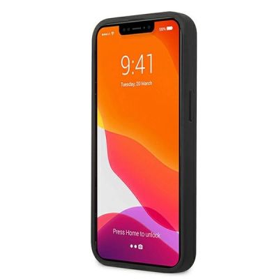 5. AMG Lederhülle mit geprägten Linien für iPhone 13 mini – Schwarz