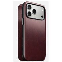 NOMAD Modern Leather Folio - MagSafe-kompatible Lederhülle für iPhone 17 Pro Max, Horween-Leder (burgunderrot)