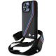 BMW M Edition Carbon Tricolor Lines & Strap Hülle für iPhone 15 Pro Max – Schwarz
