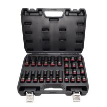 AWTOOLS Schlagschrauber-Steckschlüsselsatz 1/2" 26-teilig / 10-24 mm / kurze und lange Ausführung, schwarze Linie
