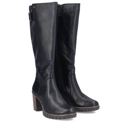 4. Schwarze Damen-Lederstiefel mit Absatz Rieker Y2581-00