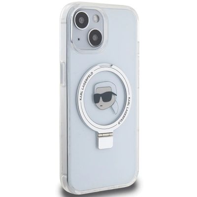 4. Karl Lagerfeld KLHMP15SHMRSKHH iPhone 15 6,1" weiß/weiß Hardcase Ring Stand Karl Head MagSafe