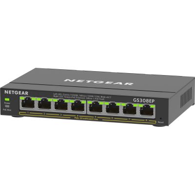 2. Netgear GS308EP-100PES 8p PoE 62W (PoE+: 8p) Unmanaged Gigabit Switch