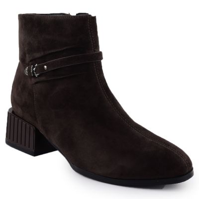 Damen-Ankle-Boots aus Leder mit Zierabsatz, braun, D&A S.Barski Premium Collection CR52-651