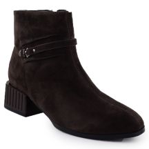 Damen-Ankle-Boots aus Leder mit Zierabsatz, braun, D&A S.Barski Premium Collection CR52-651