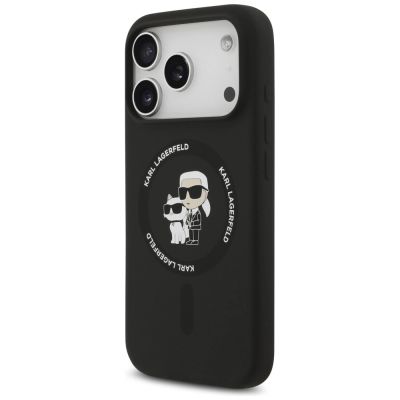 2. Karl Lagerfeld Silikon-Hülle Karl&Choupette Ring MagSafe für iPhone 18 Pro Max / iPhone 17 Pro Max – Schwarz