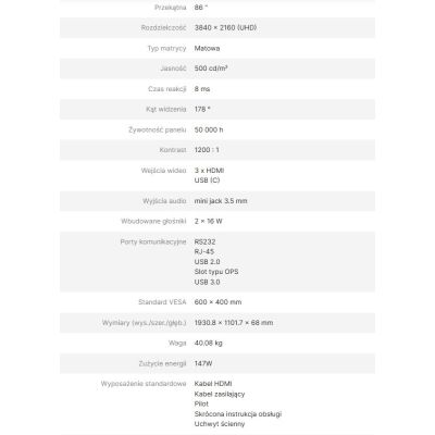 7. AVTEK DS2 86" Informationsmonitor