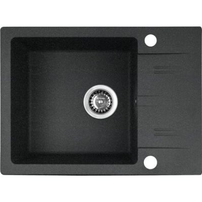 PYRAMIS LEFKADA Spülbecken (59x44) 1B 1D schwarz + Lungo Volcano Black Edition Armatur - 070261111LBE