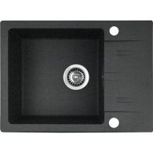 PYRAMIS LEFKADA Spülbecken (59x44) 1B 1D schwarz + Lungo Volcano Black Edition Armatur - 070261111LBE