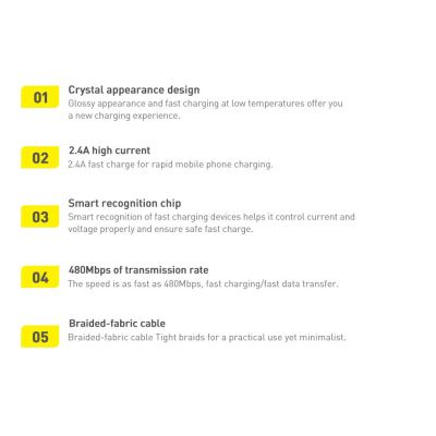 20. Baseus Crystal Shine Series Kabel USB-Kabel für schnelles Aufladen und Datenübertragung USB Typ A - Lightning 2.4A 1.2m schwarz (CAJY000001)