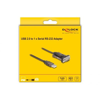 5. DeLOCK Adapter USB 2.0 Typ-A auf 1 x serieller RS-232 D-Sub 9-poliger Stecker mit Schrauben, 1,5 m