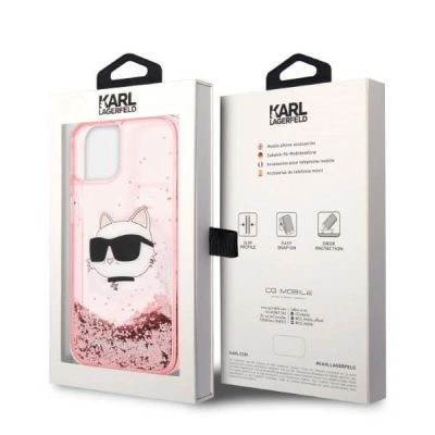 8. Karl Lagerfeld Glitter Choupette Head Hülle für iPhone 14 Plus – Rosa