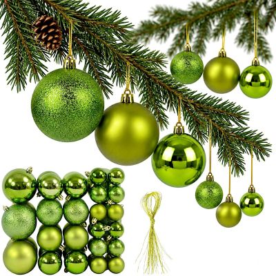 Dekorative Plastikkugeln, Safe, 46 Stück, grüner Glimmer