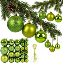 Dekorative Plastikkugeln, Safe, 46 Stück, grüner Glimmer
