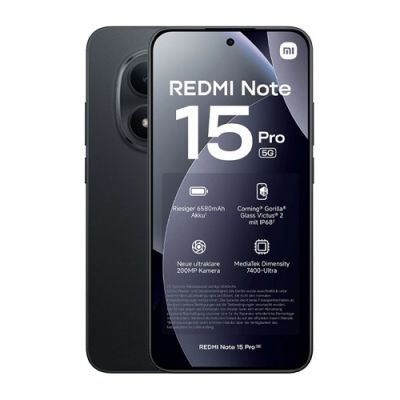 Xiaomi Redmi Note 15 Pro 5G, 17,4 cm (6,83 Zoll), 8 GB RAM, 256 GB Speicher, 6580 mAh Akku, Schwarz