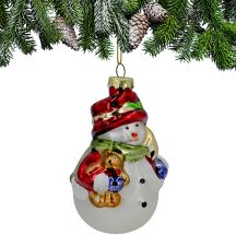 GLAS-WEIHNACHTSKUGEL IN FORM EINES SCHNEEMANNS 11 CM SASKA GIFT & DECOR