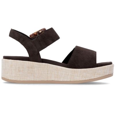 2. Braune Keilsandalen aus Leder für Damen, Remonte by Rieker D1N54-25