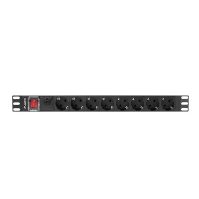 2. LANBERG Rack-Stromverteilerleiste 19" (1 HE, 16 A, 8x Shuko, 2 m, Schwarz) PDU-08F-0200-BK