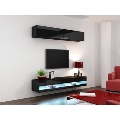 3. TV-Schrank VIGO NEW '140' 30/140/40 schwarz/schwarz poliert
