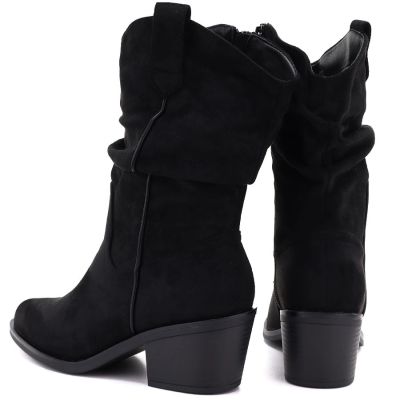 10. Damen-Ankle-Boots, Rüschen-Cowboystiefel, schwarz, Vinceza HX27-16536