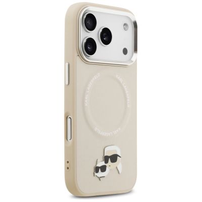 4. Karl Lagerfeld Karl & Choupette Pins MagSafe Hülle für iPhone 17 Pro – Beige