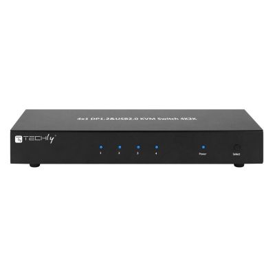 Techly IDATA DP-KVM4 KVM-Switch, rackmontierbar, schwarz
