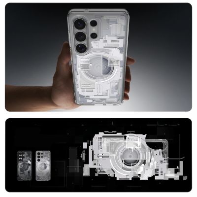 16. Spigen Ultra Hybrid Mag MagSafe Hülle für Samsung Galaxy S26 Ultra Zero One – Transparent und Weiß