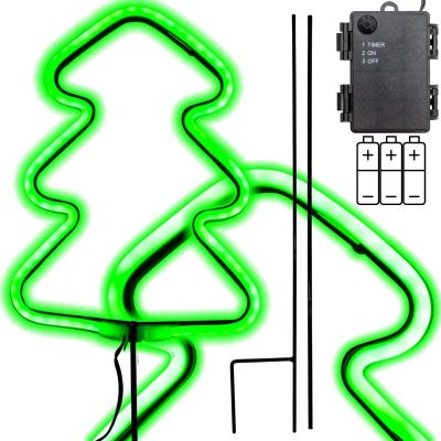 Neon-Weihnachtsbaum grün, 87 LEDs, batteriebetrieben, 16 x 91 cm, LUCA
