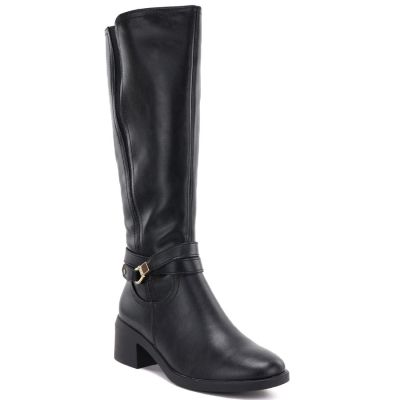 Damen-Lederstiefel mit Absatz, gefüttert, schwarz, Sergio Leone KZ-13-S