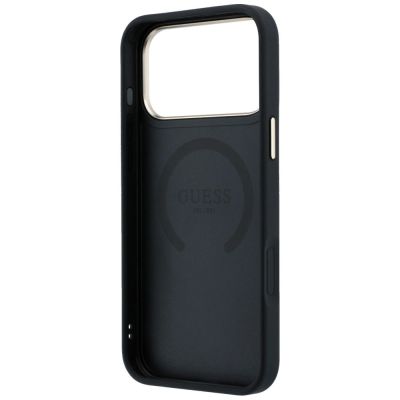 7. Guess Peony 4G MagSafe Hülle mit kleinem Logo für iPhone 17 Pro Max / 18 Pro Max – Schwarz