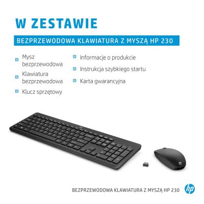 7. HP 230 Kabellose Maus- und Tastatur-Kombination Kabellos Schwarz 18H24AA#ABB