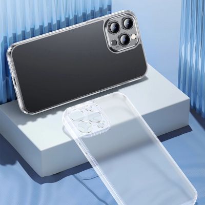 12. Baseus Frosted Glass Case Cover für iPhone 13 Pro Max Hardcover mit Gelrahmen Transparent (ARWS000802)
