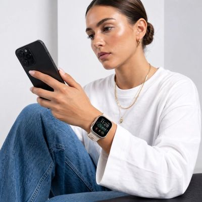 4. Tech-Protect Silikonarmband für Apple Watch 44 / 45 / 46 / 49 mm – Beige
