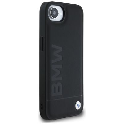 4. BMW Leder Hot Stamp iPhone 16e Hülle - Schwarz