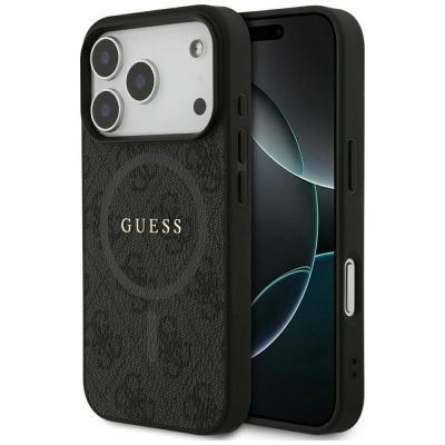 Guess 4G Ring Classic Logo MagSafe Hülle für iPhone 17 Pro - Schwarz